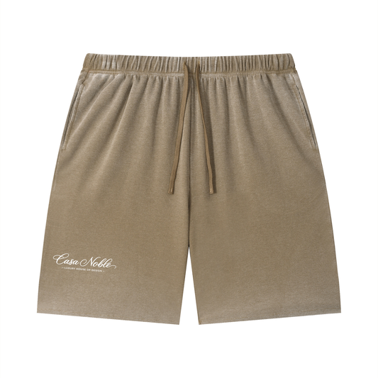Unisex Vintage Wash Sunfade Waffle Raw Hem Shorts