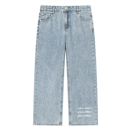 Unisex Vintage Wash Straight Leg Jeans